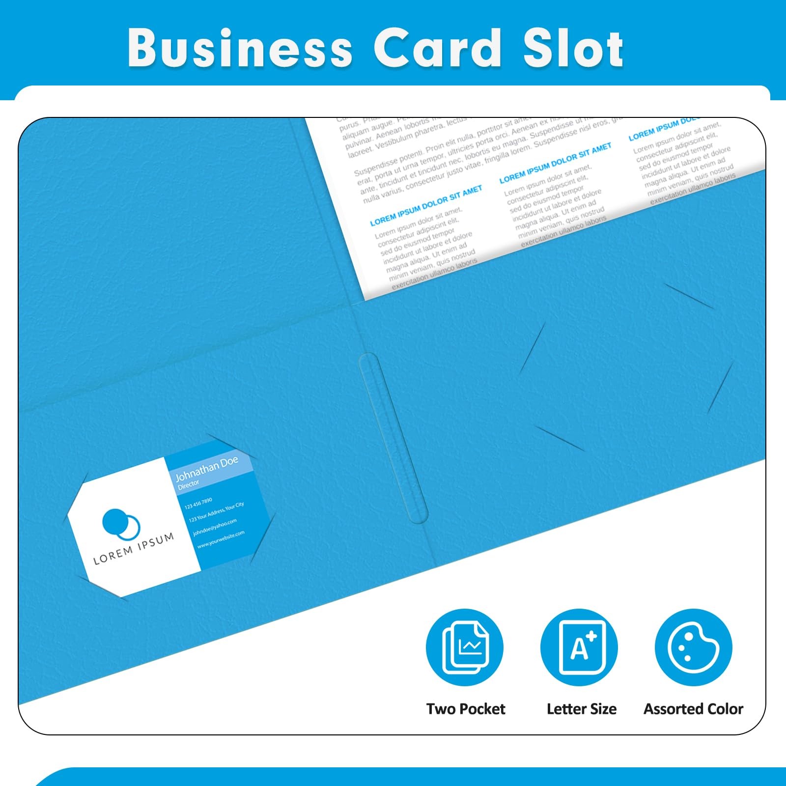 Two Pocket Folders, PANDRI 30 Pack 2 Letter Size Lightblue
