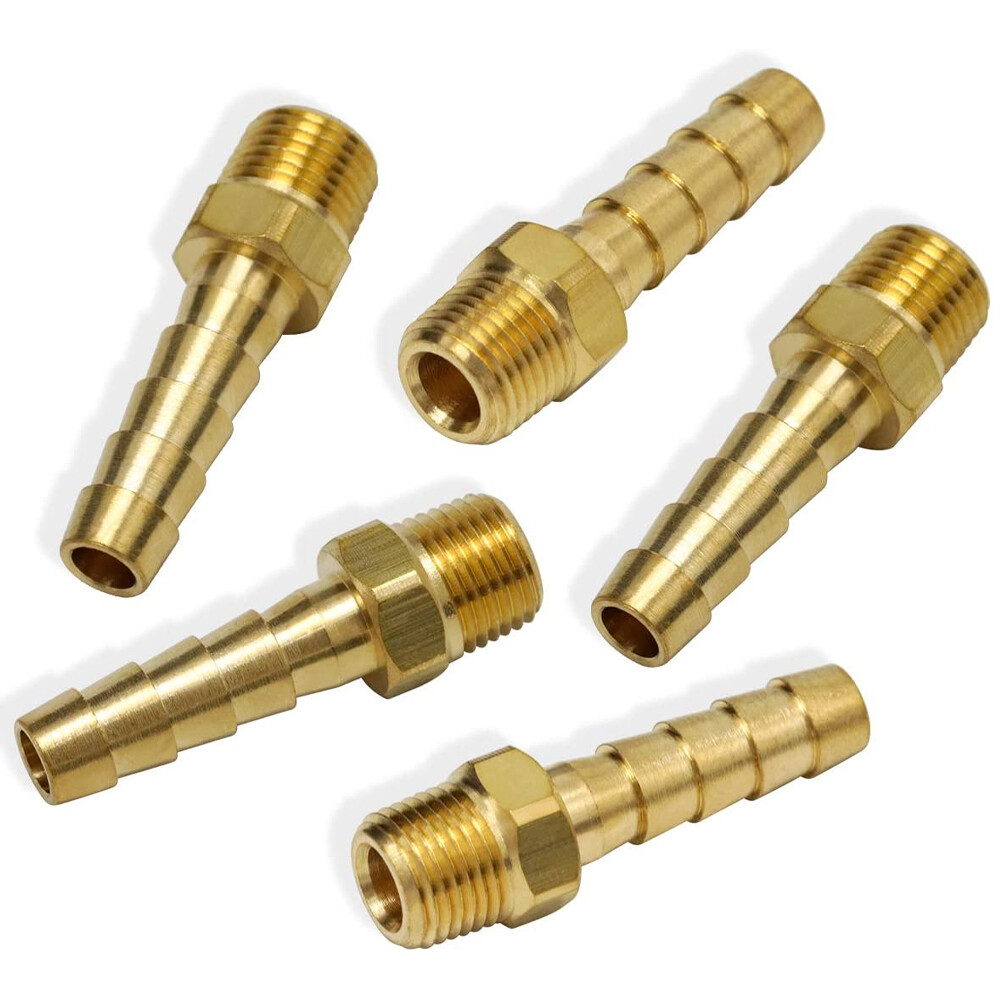 5pcs Hose Barb Fittings 1/4"(6mm) Barb To 1/8" Male Thread Air Hose Fitting