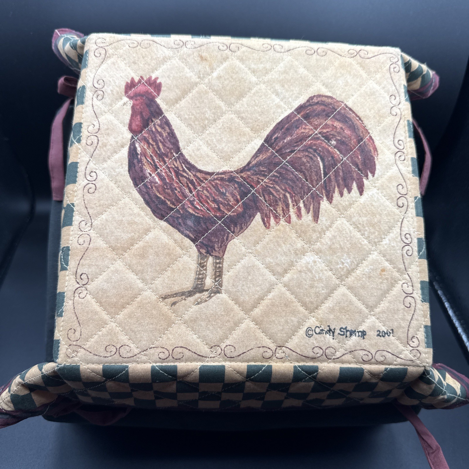Cindy Shamp Chicken  Rooster Reversible Clothe Basket Family Country Farm Decor