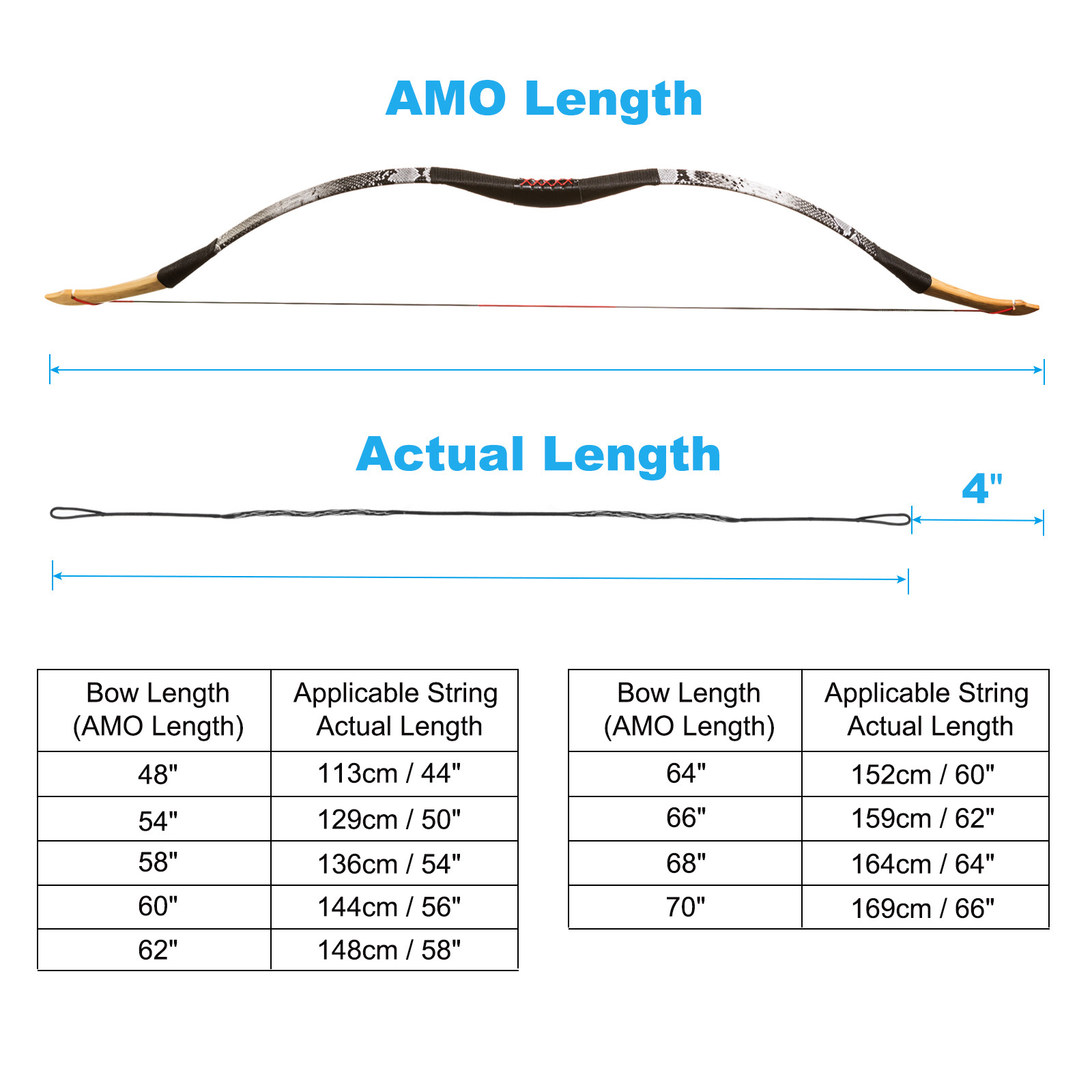 44" Recurve Bow String 14 Strands Archery Bowstrings Replacement White