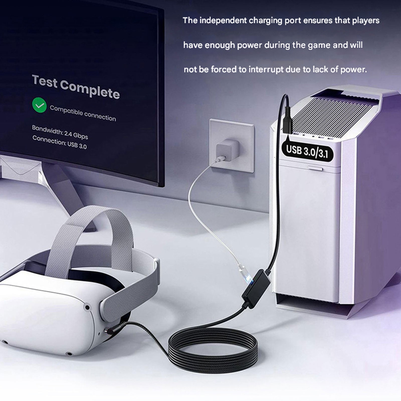 Oculus Link Cable with Charging [16ft] for Meta Quest 3 Quest 2/Pro, Pico 4