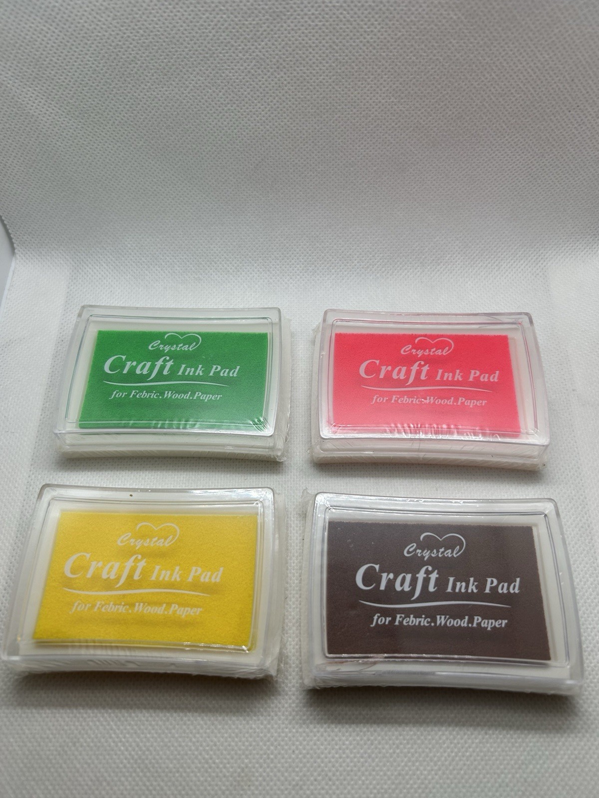 Crystal Craft Ink Pads Set Of 4 Green, highlighter pink, Yellow, Brown