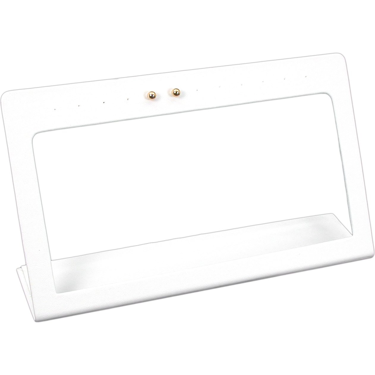 White Faux Leather 6 Pair Earring Jewelry Display Stand 7 5/8" x 4 1/2"