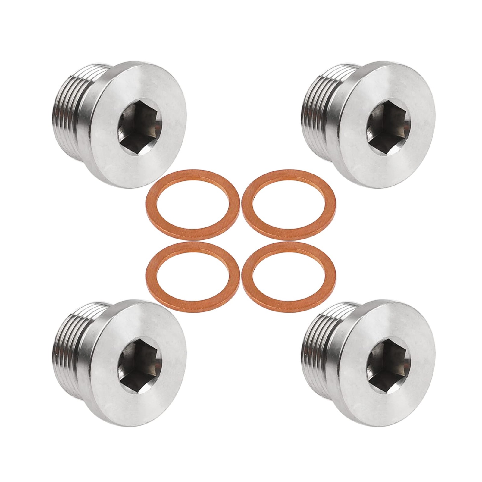 4 Pcs 304 Stainless Steel M18x1.5 Inner Hex Head O2 Oxygen Sensor Plug Bung