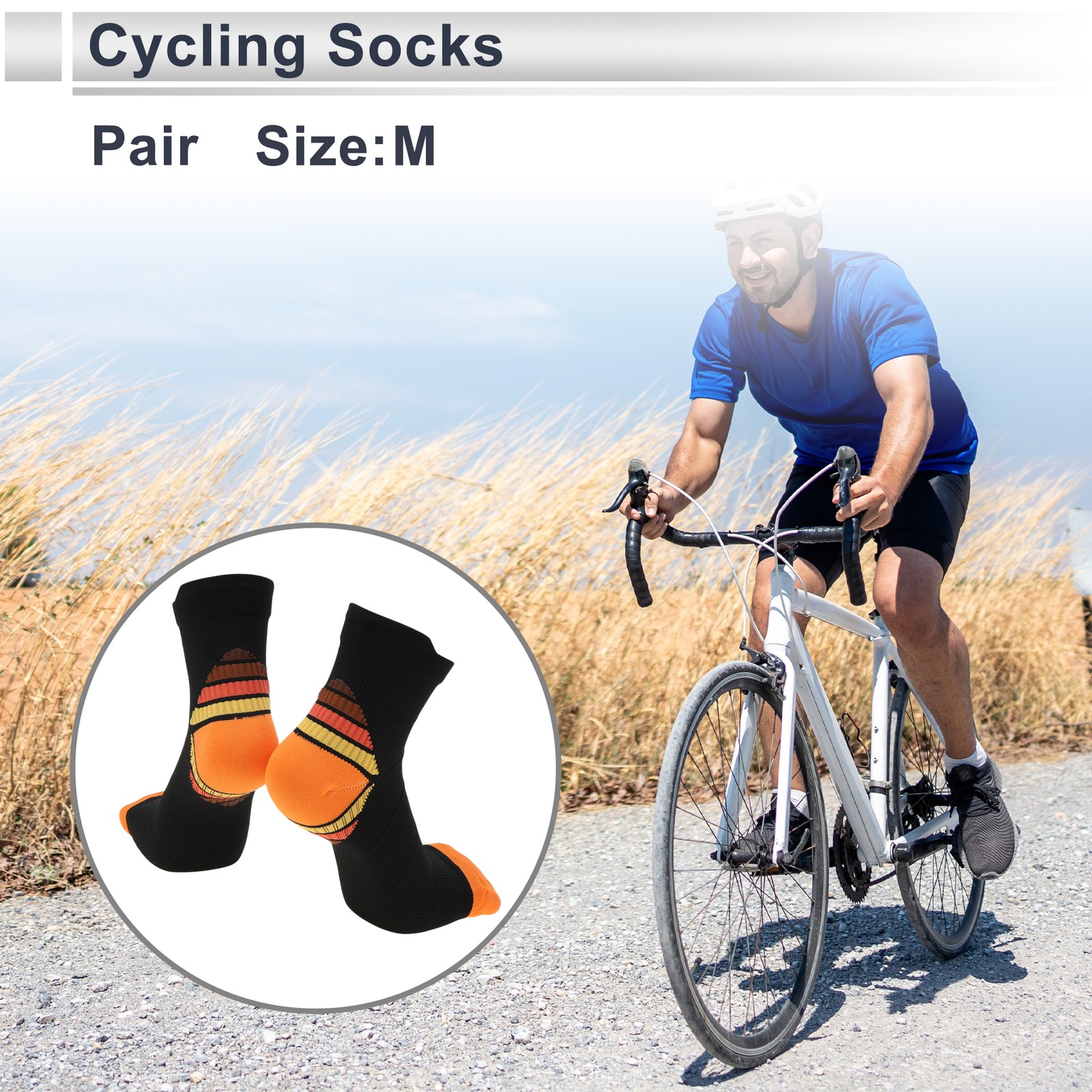 Cycling Socks Quick-Drying Size M Color Matching Low-Cut Orange Black