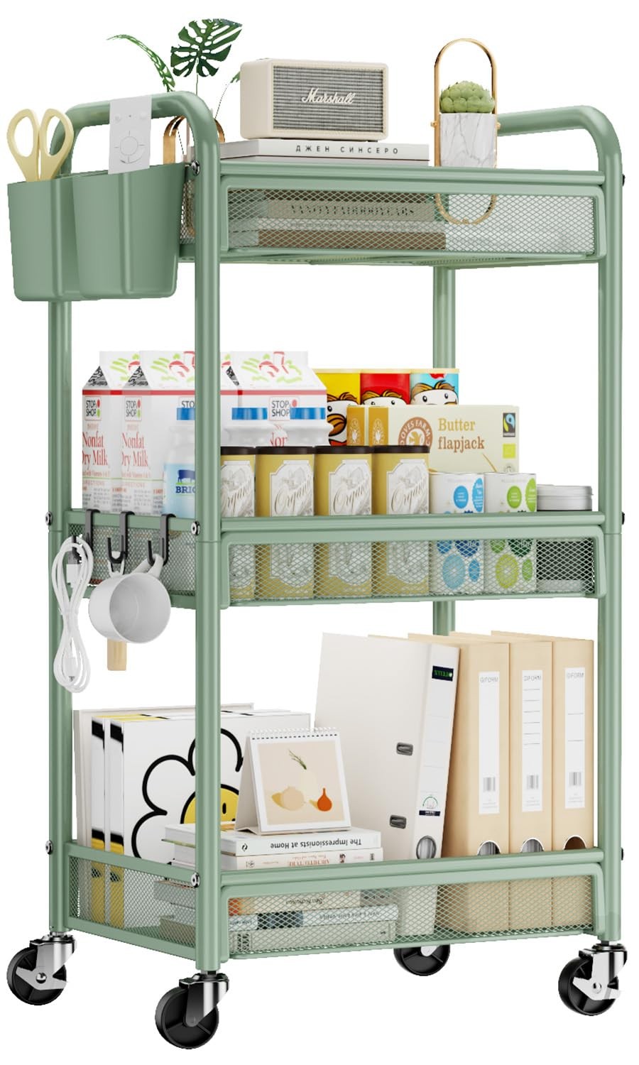 YASONIC 3 Tier Rolling Cart – Metal Utility Storage Carts with Wheels, Craft ...
