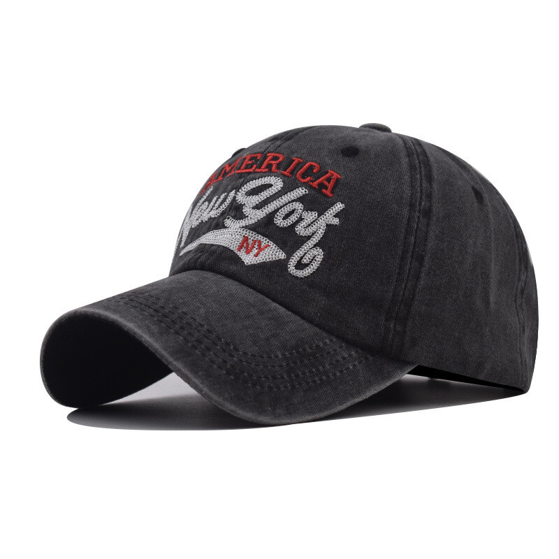 Men Women Baseball Cap Washed Cotton Embroidered Sunshade Hat Korean hip pop