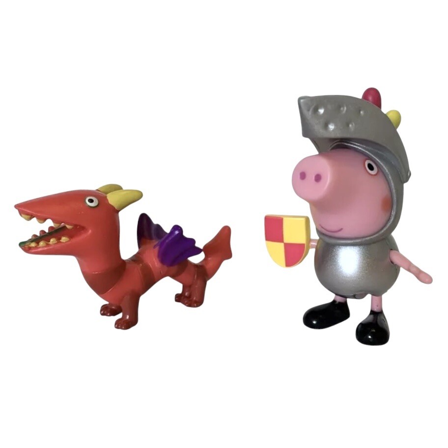 VGC: Rare Fire Dragon & Knight George In Silver Armor Holding Shield