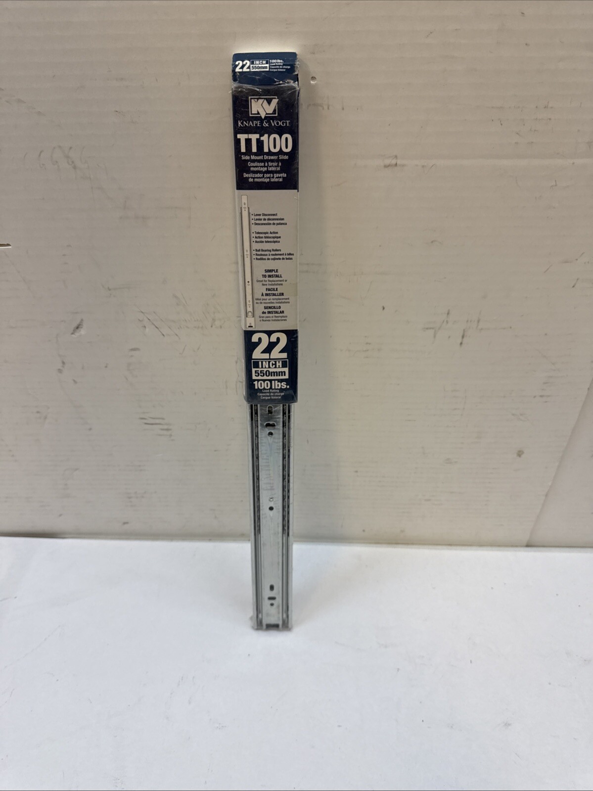 Knape and Vogt TT100 22'' 22 Inch Full Extension Side Mount Drawer Guide
