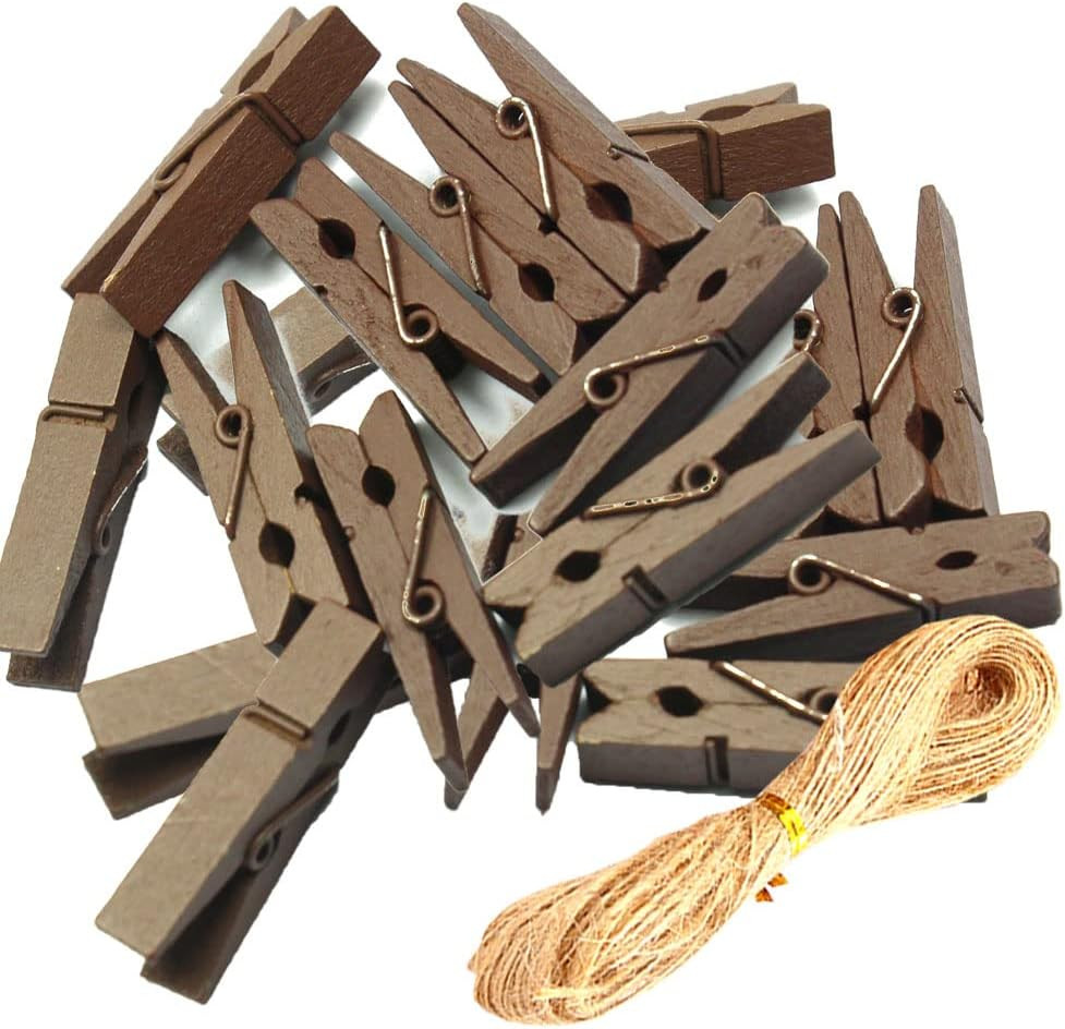 100pcs Mini Clothes Pins Natural Wooden Small Clothespin Mini Photo Clips Pic...
