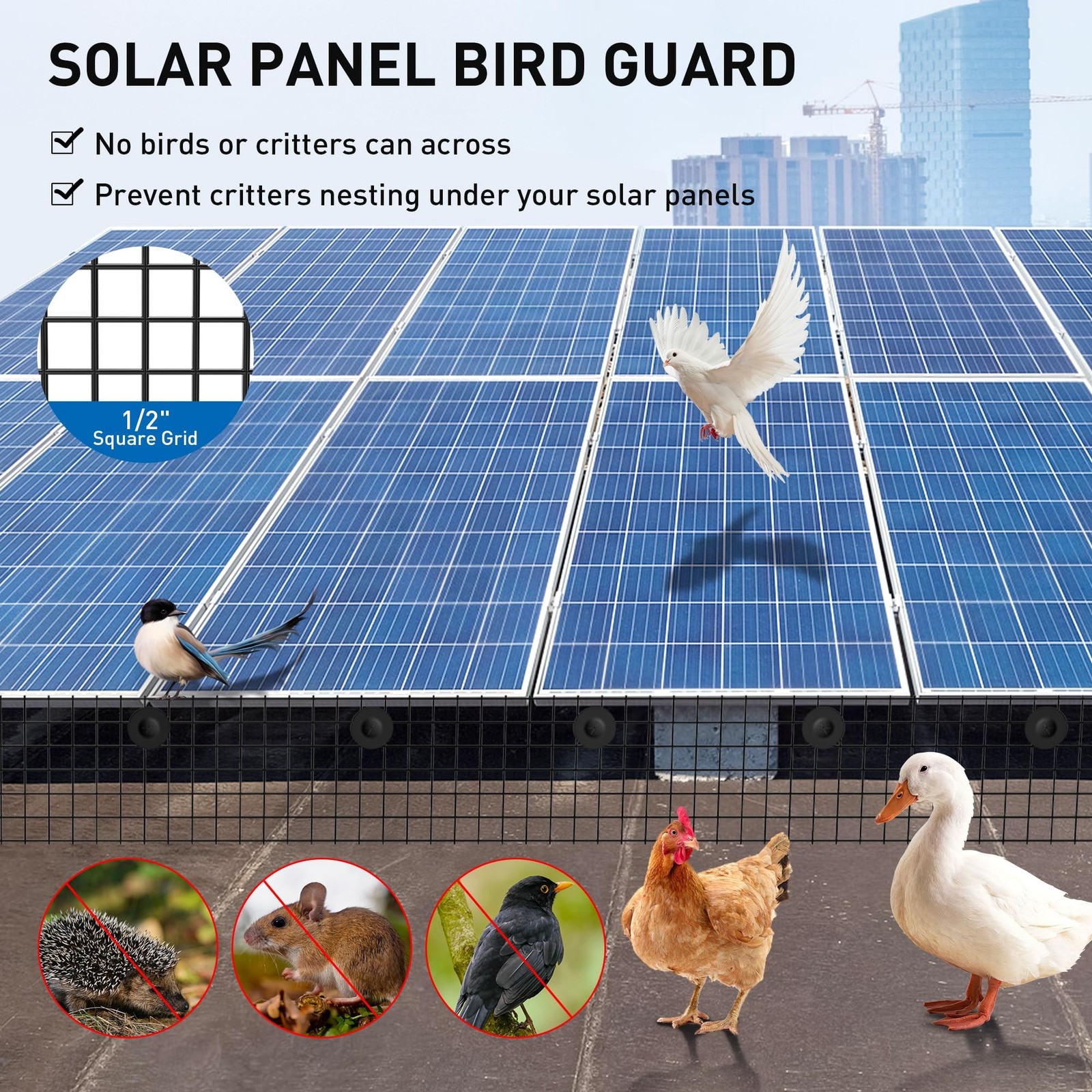 6 inch x 50ft Solar Panel Bird Guard, Wire Mesh Critter Guard for Solar Panel...