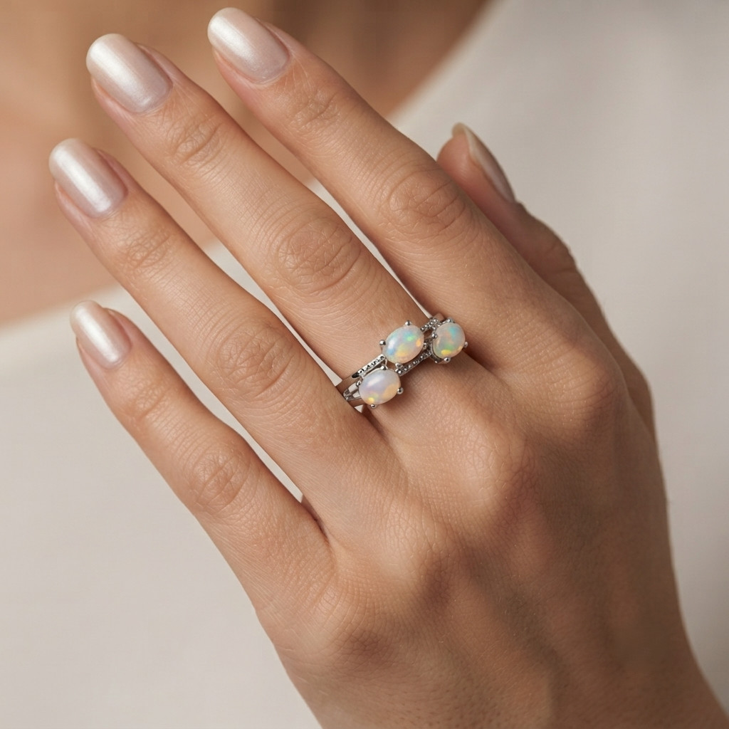 Natural Ethiopian Opal Ring, Fire Opal Ring, 925 Sterling Silver statement Ring