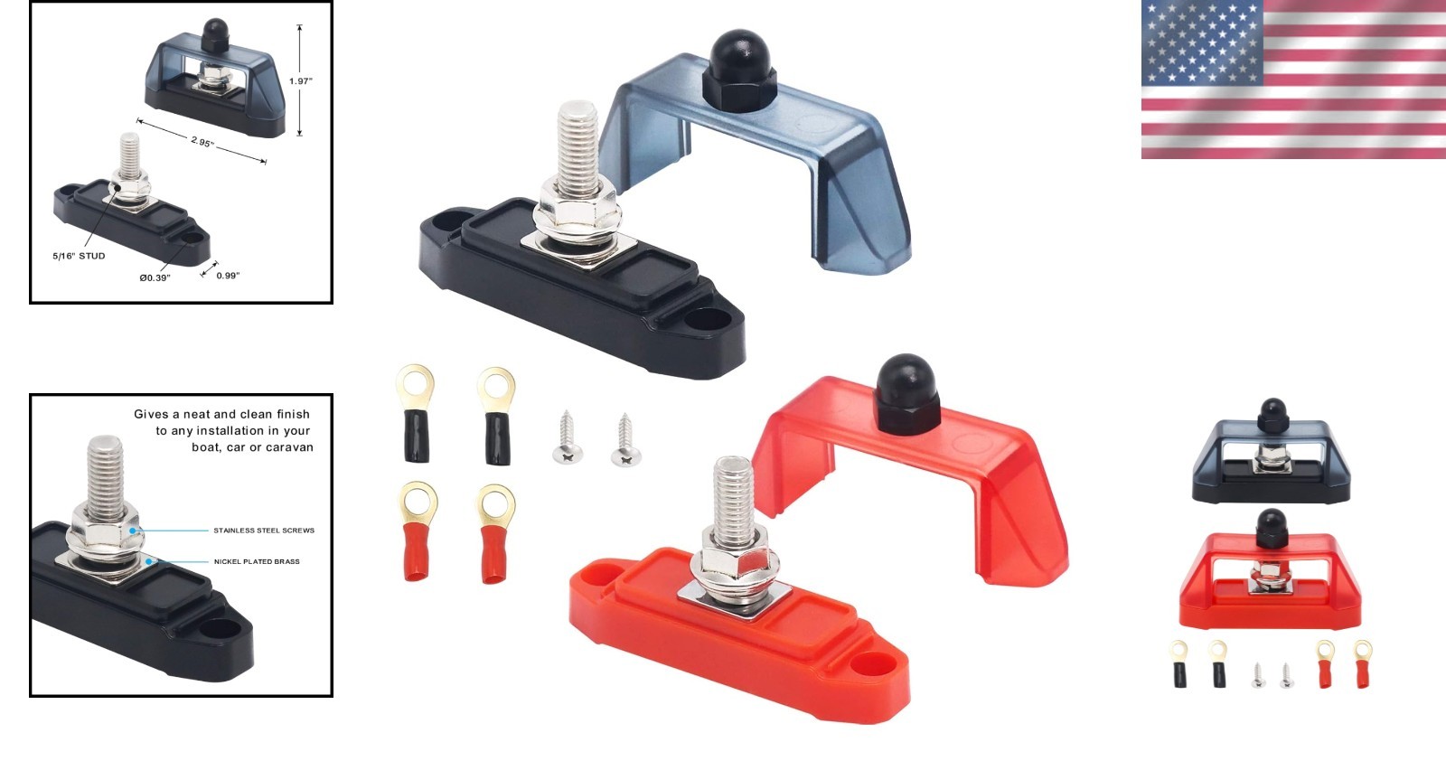 Panel Mount 150A Bus Bar - Reliable Power Distribution Block with Ring Terminals
