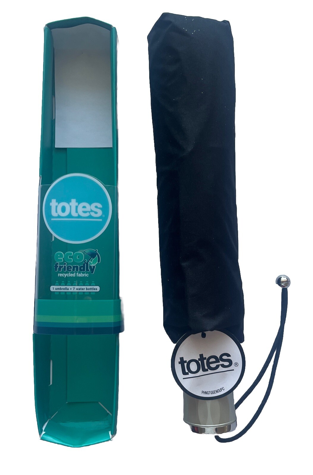 totes Automatic Open Travel Canopy 42" Foldable to 12" Umbrella Black READ