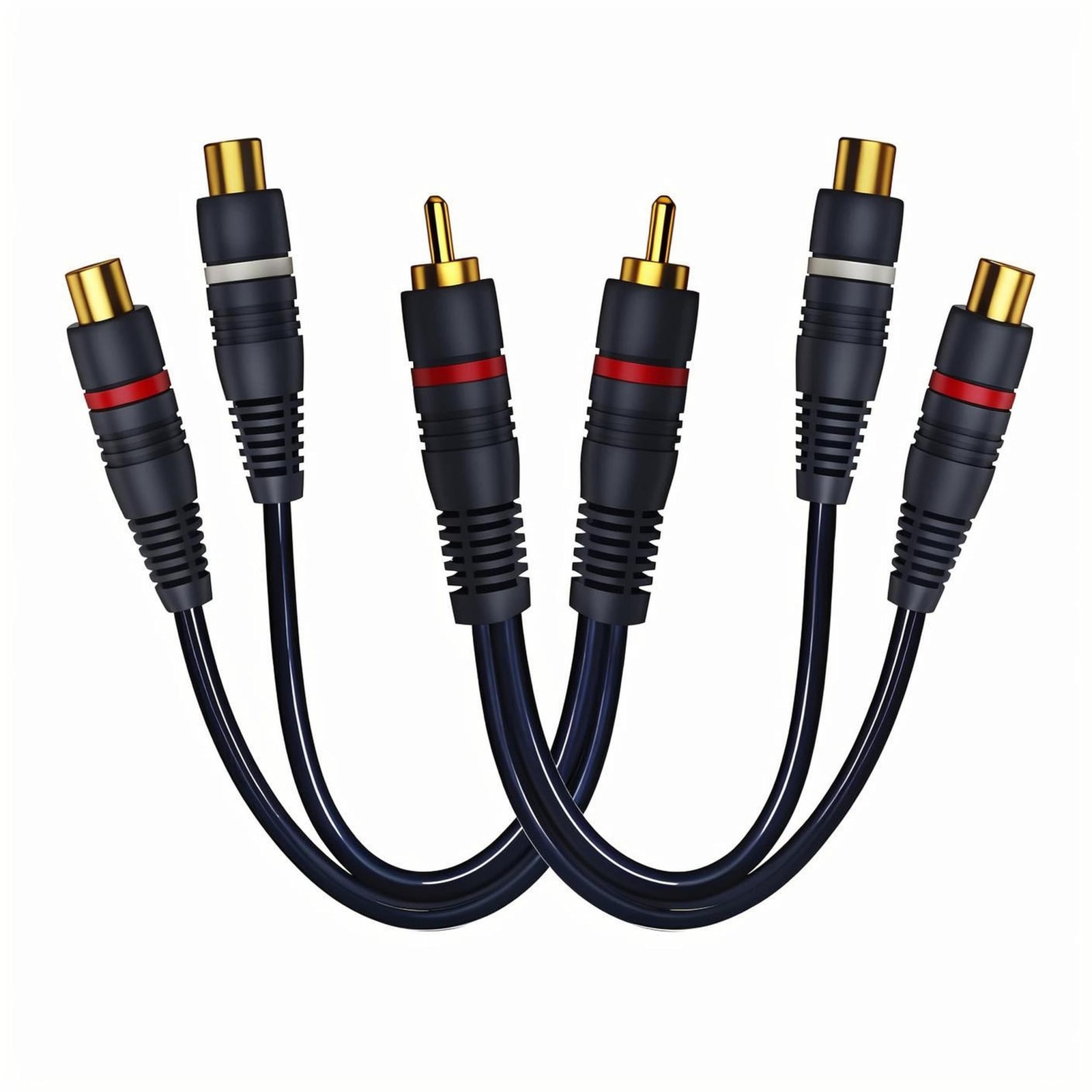CNHIDEE RCA Splitter 1 Male to 2 Female 2 208 mm / 8.5 inches, Dark Blue