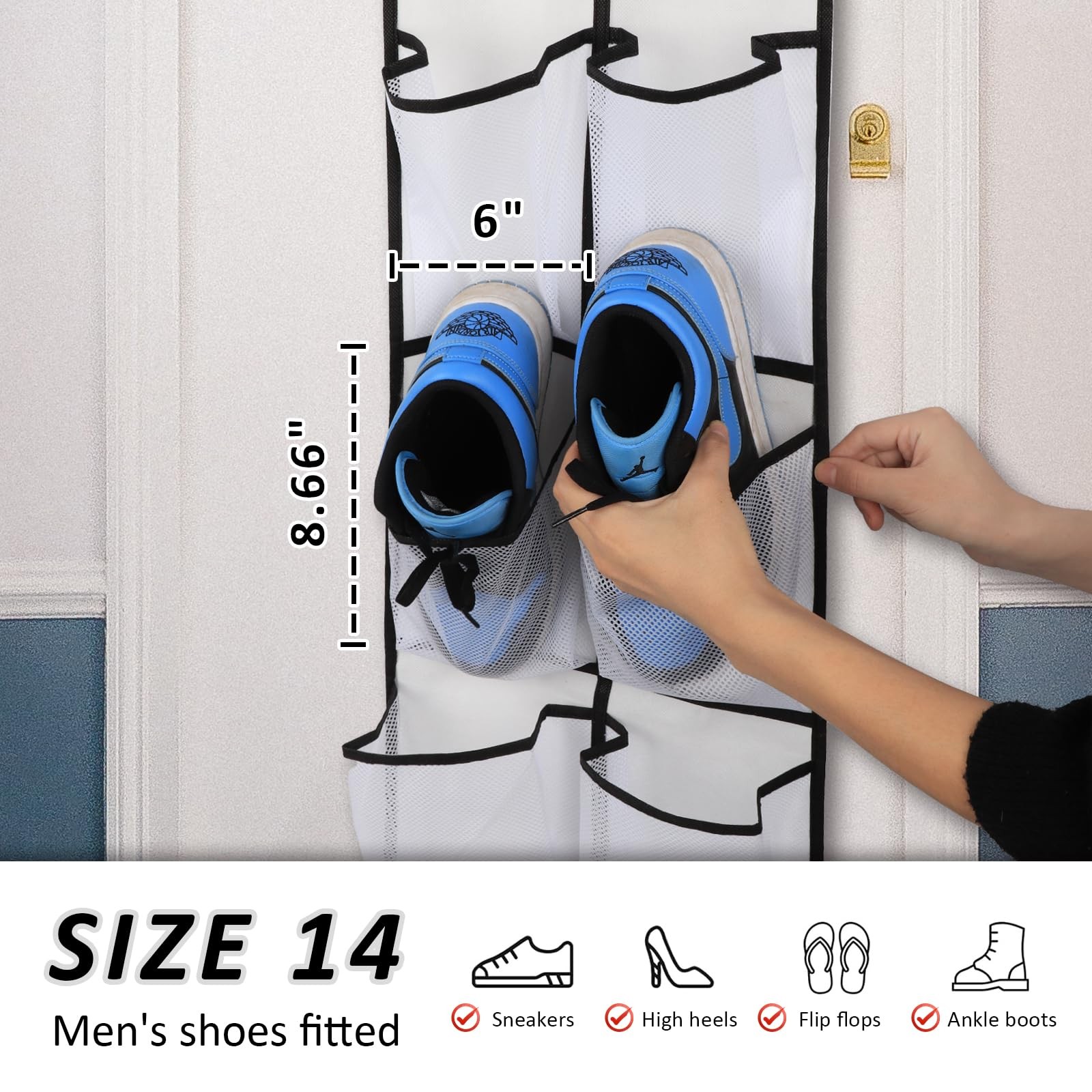 2PK 12 Large Pockets Over Door Hanging Shoe Organizer