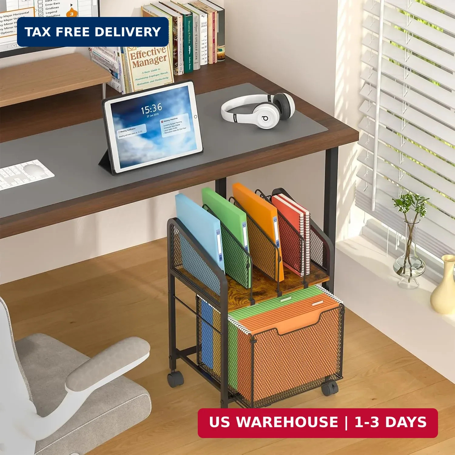 Rolling File Cabinet with Adjustable Dividers, Vertical Filing Cabinet