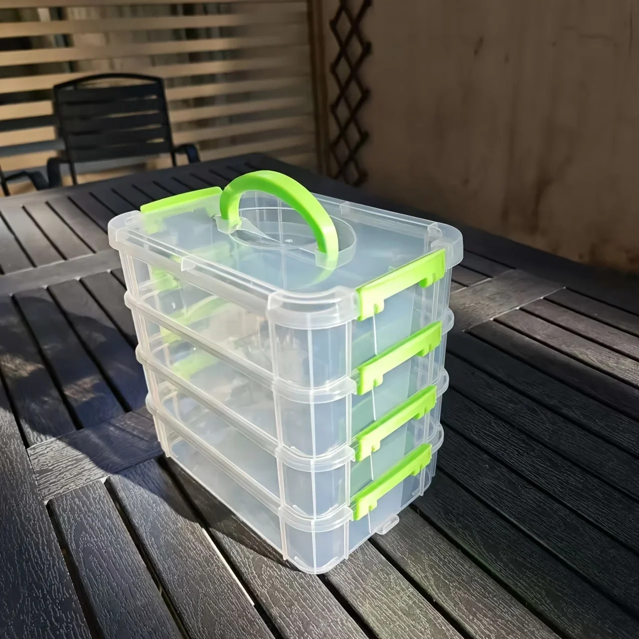 4 Layer Transparent Storage Box with Drawers Portable Organizer