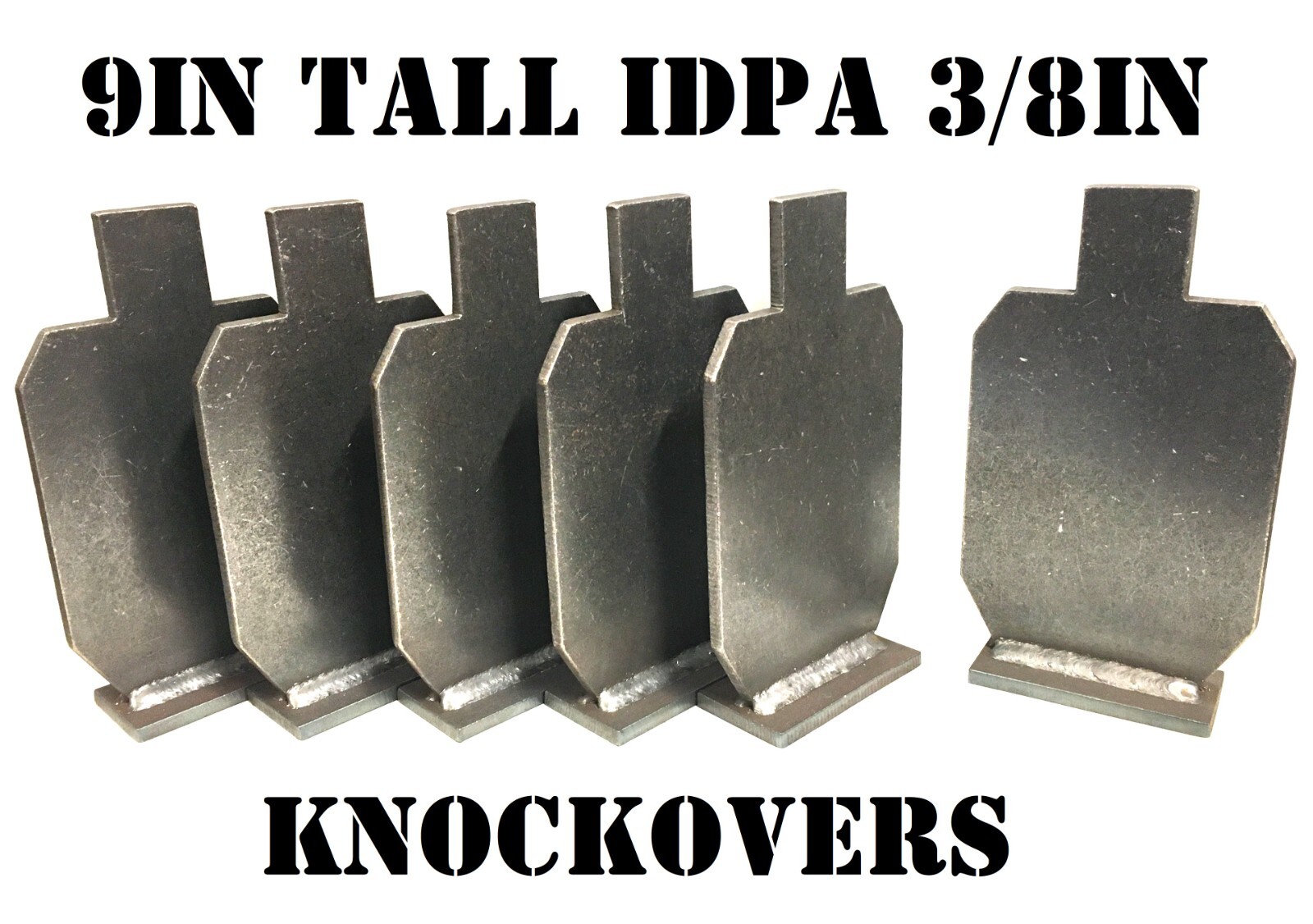 9in. IDPA Knockovers Targets - 3/8in. Thk. Pistol Targets - 6pc Steel Target Set