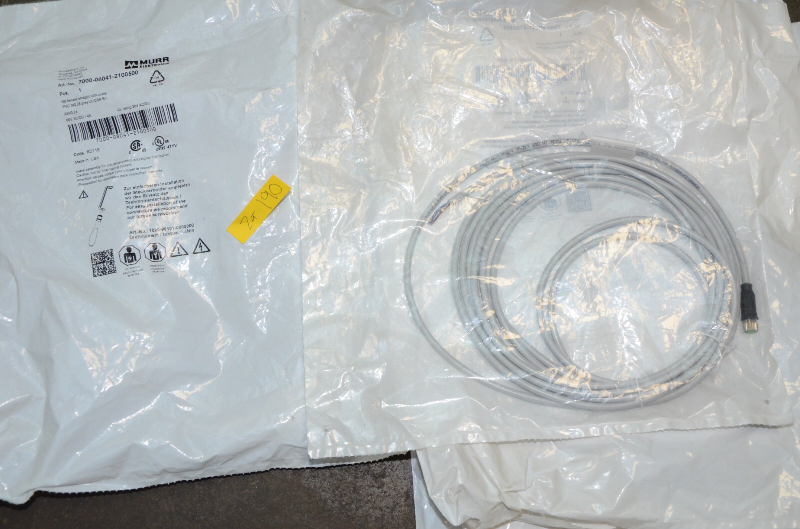 Murr Elektronix Automation Direct 7000-08041-2100500 M8 5 Meter Cable New