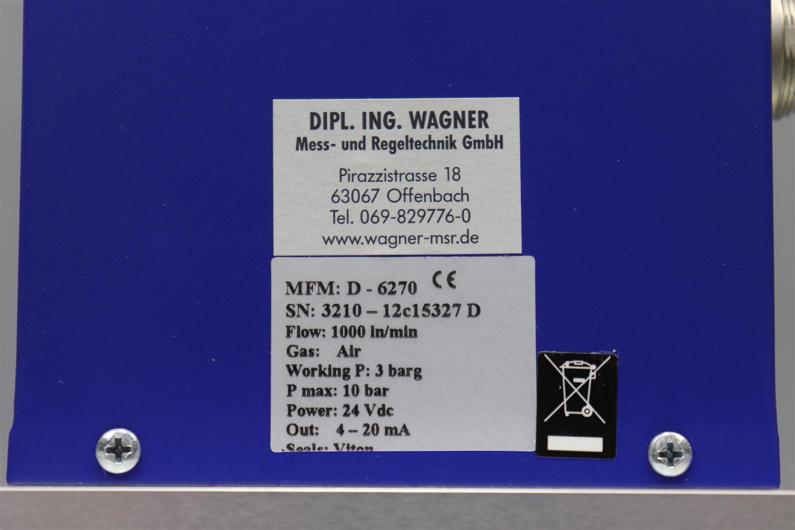 M+W Instruments MFM: D-6270 Durchflussmesser + Kabelanschluss unused