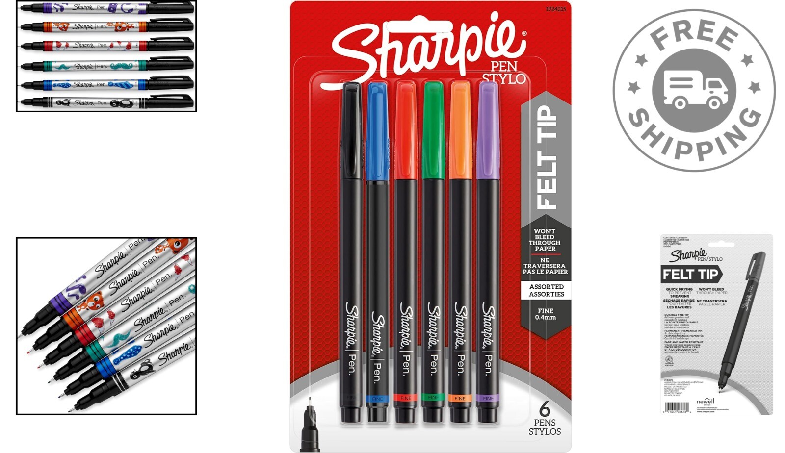Ultimate 6-Pack Fine Point Assorted Color Pens for Sketching & Writing