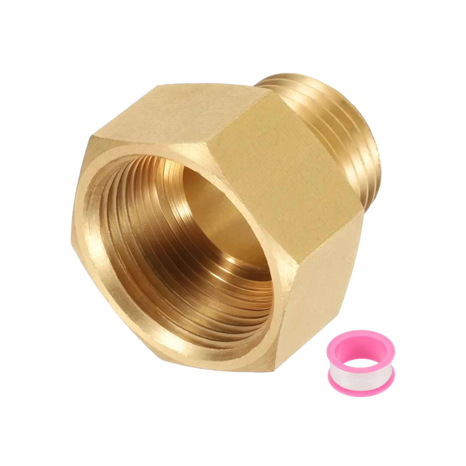 Brass Pipe Fitting, 3/4" g Female × 1/2" NPT Male Hex Nipple Pipe Adapter