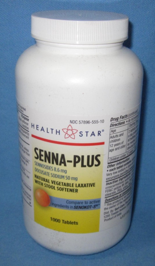 1000 Tablet Bottle of Senna-Plus Natural Vegetable Laxative by Health Star