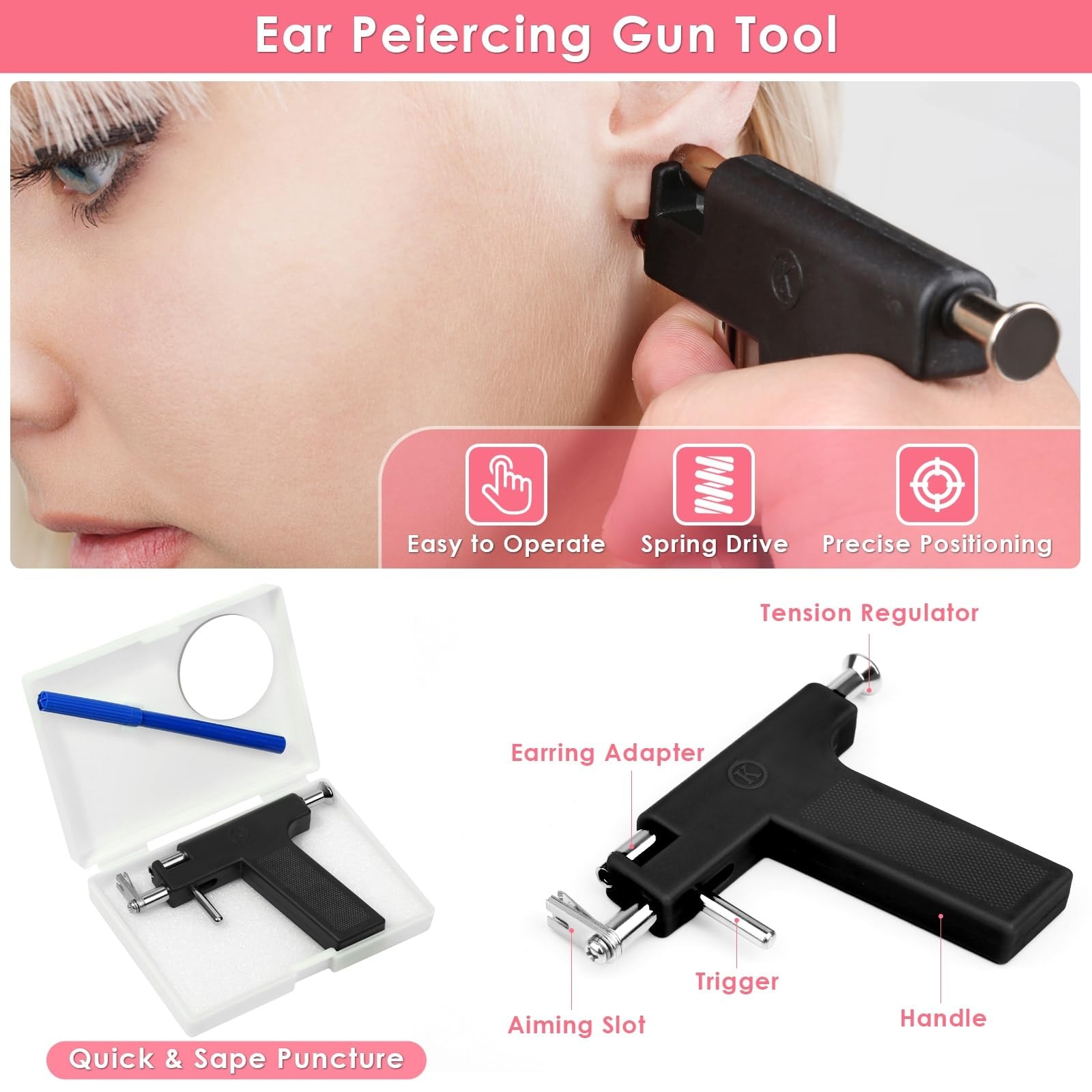 Professional Ear Piercing Gun Kit Multi Purpose Ear Piercing Kit Nose Piercin...