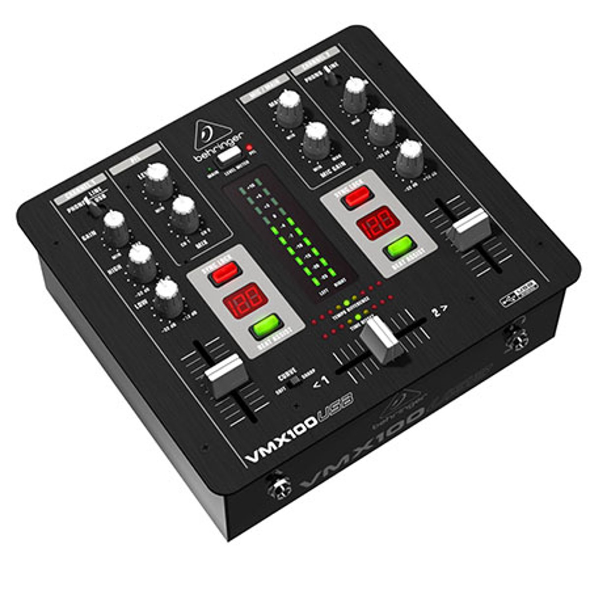 Behringer Pro Mixer VMX100USB Professional 2-Channel DJ Mixer with USB/Audio Int
