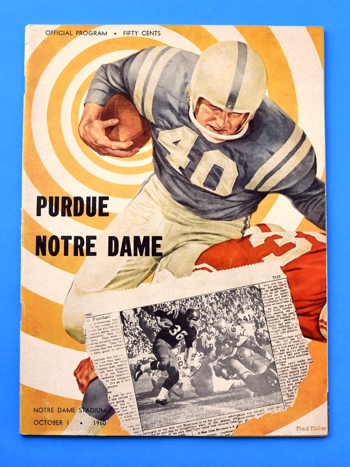 1960 Notre Dame Fighting Irish vs Purdue Football Program. Studebaker