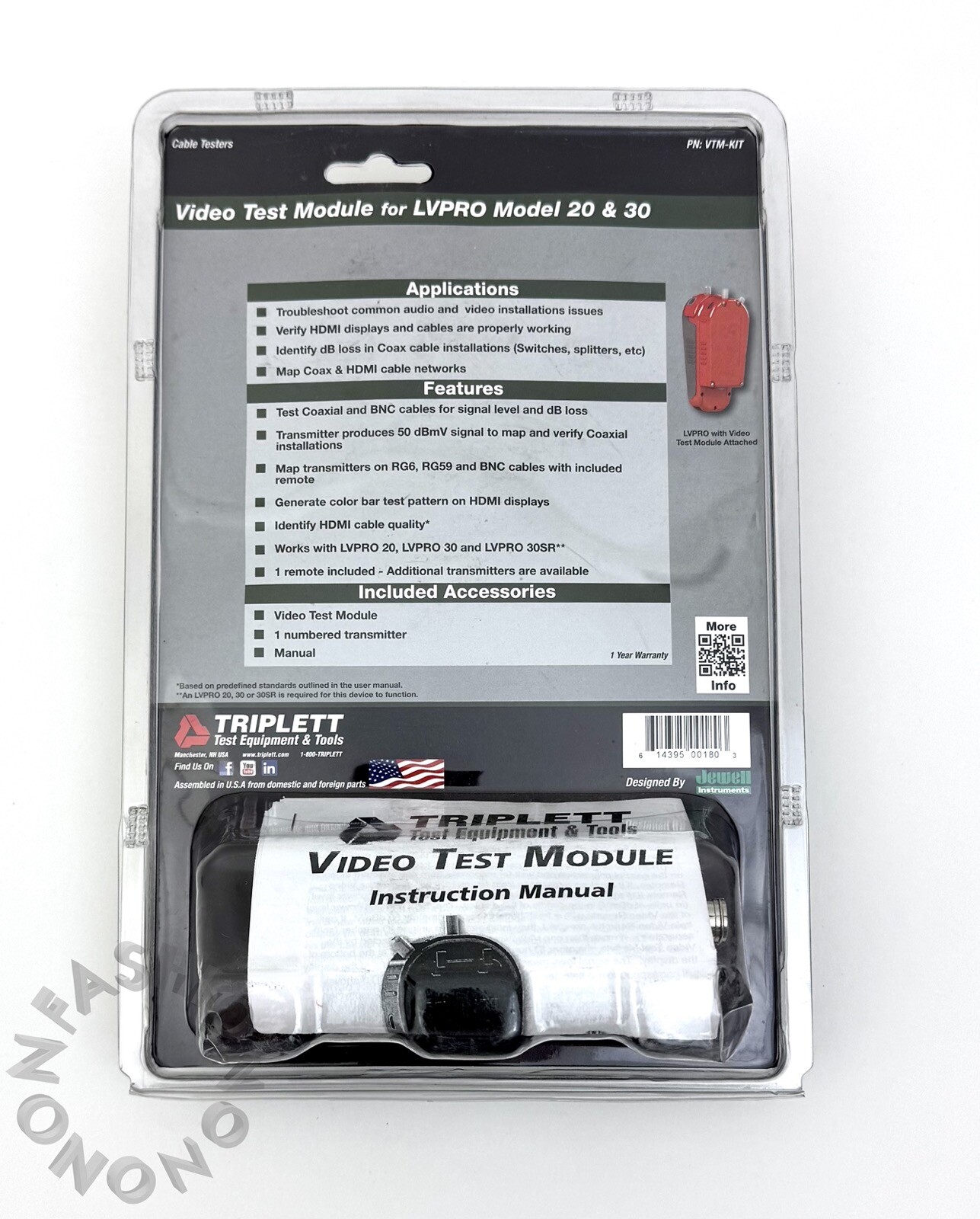 Triplett VTM-KIT Low-Voltage Video Test Module for LVPro20/30/30S Cable Tester