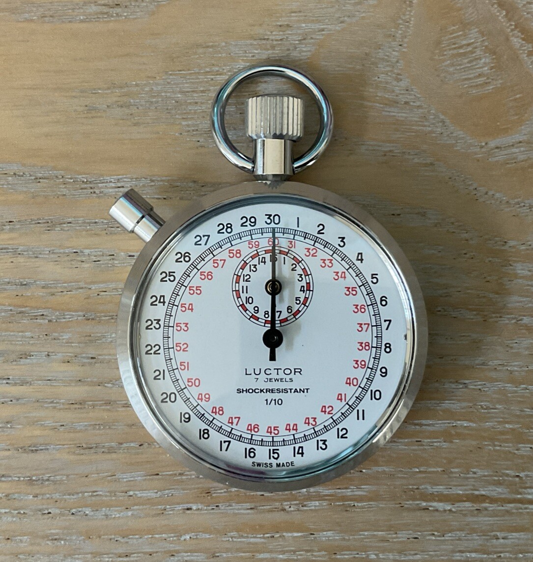 Swiss 1/10 Second 7 Jewel Analog Stopwatch NOS