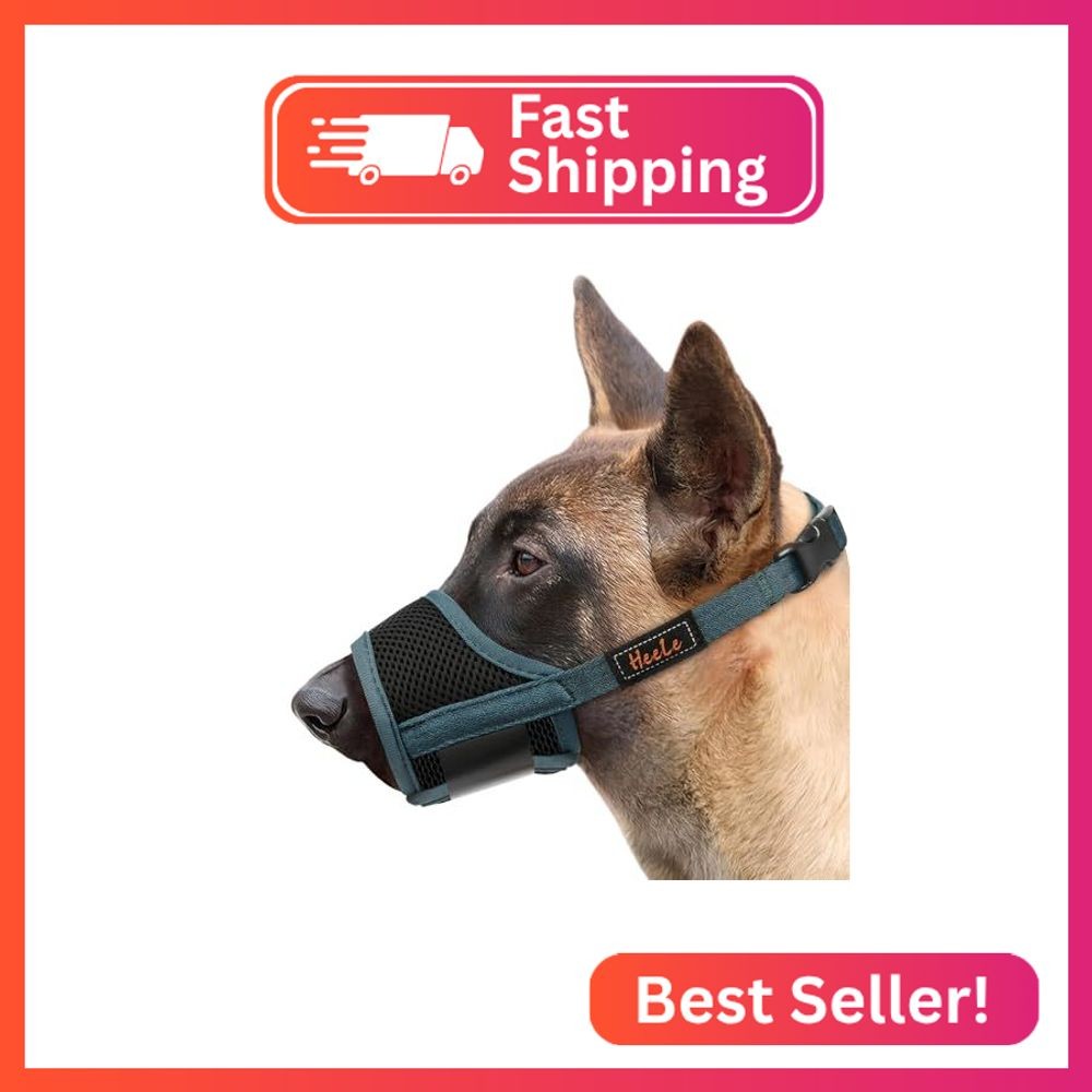 HEELE Dog Muzzle,Soft Nylon Muzzle Anti Biting Barking Chewing,Air Mesh Breathab