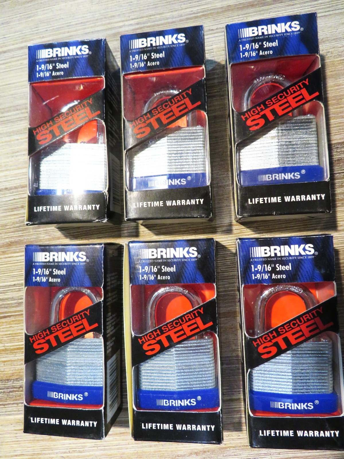 Brinks 40mm / 1-9/16 High Security Steel Laminated Padlocks Set of 6 Keyed Alike