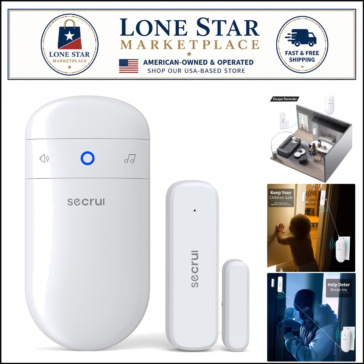 Easy Install Door Open Alarm System with 1 Sensor - Ideal for Homes & Businesses
