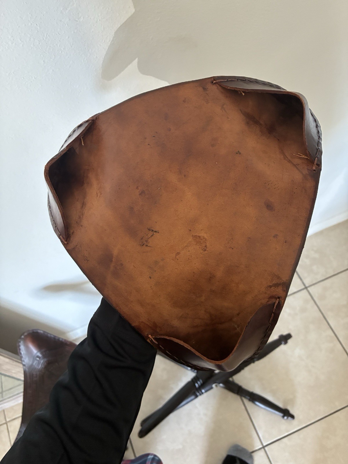 Antique Vintage Peruvian Leather Stools