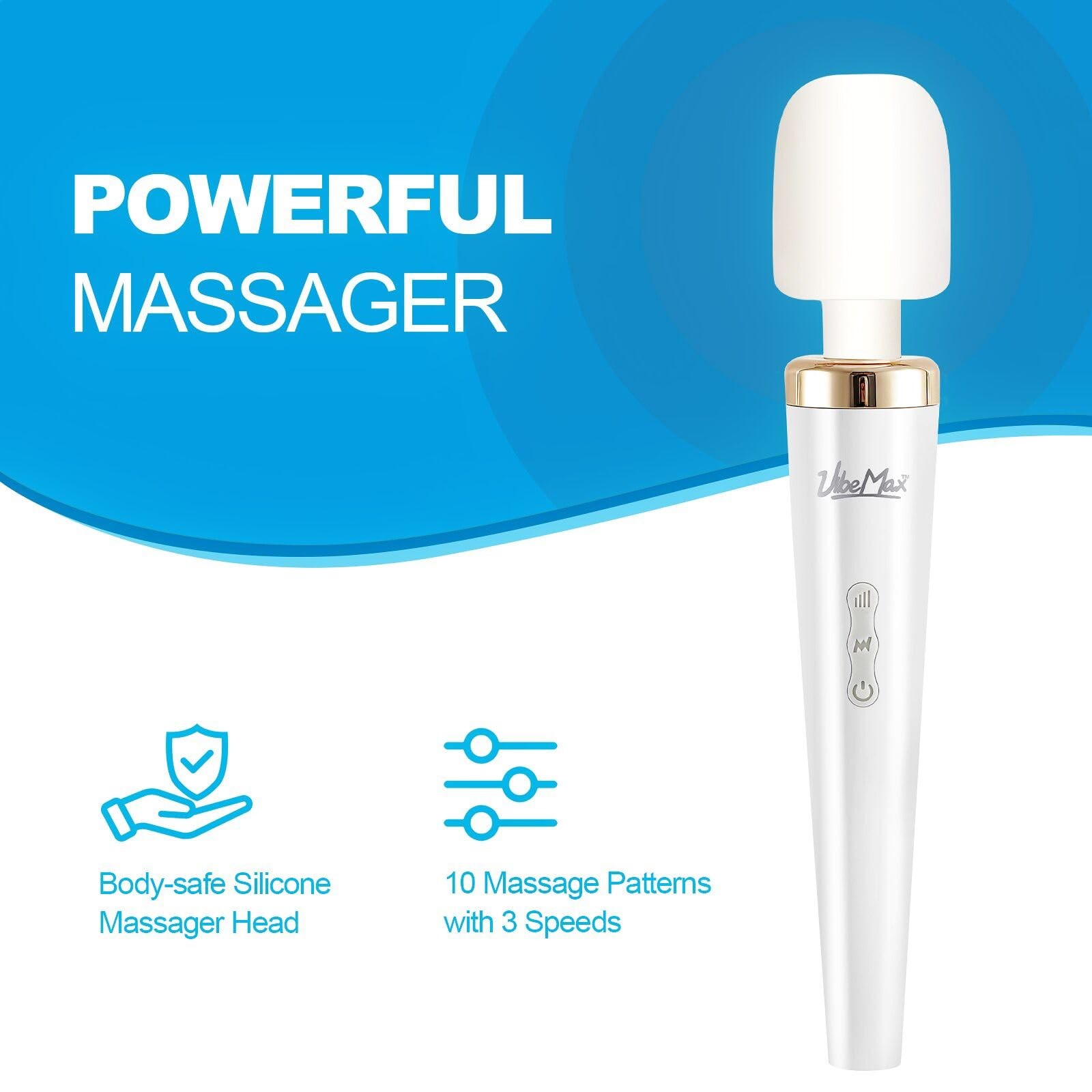 Rechargeable Handheld Wand Massager – Powerful Deep Tissue Muscle Therapy Dev...