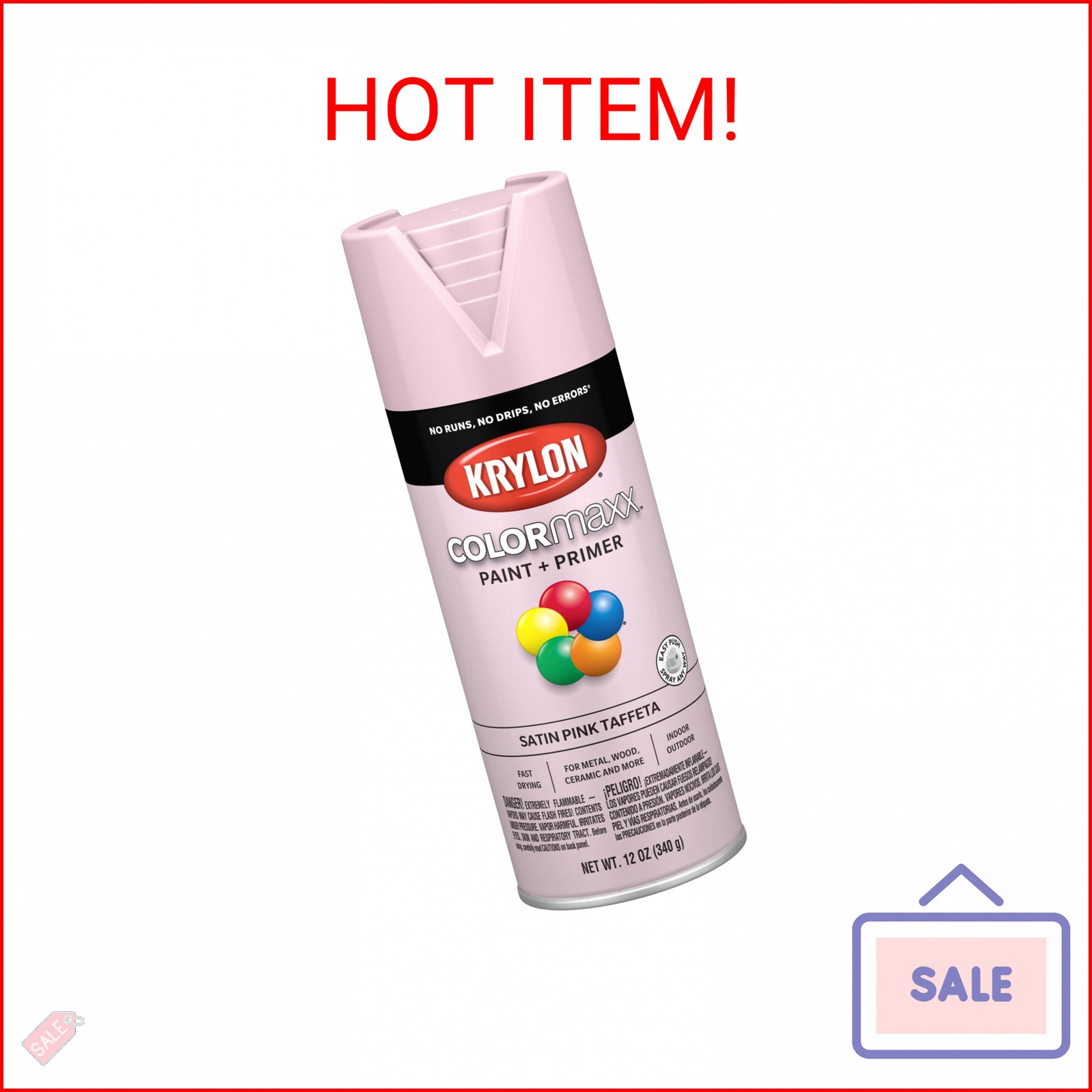Krylon ColorMaxx 12 Oz. Satin Spray Paint, Ballet Slipper - 1 Each
