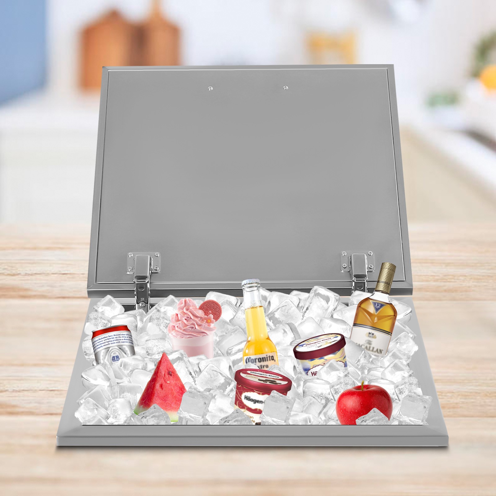20"L x 20"W x 13"H BBQ Island Drop In Ice Chest Stainless Steel Wine Cooler Bin