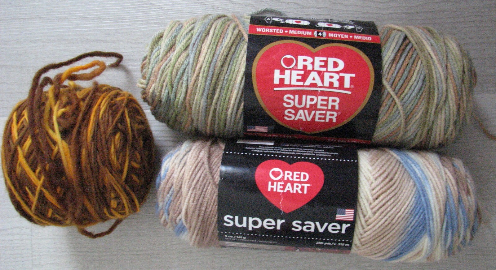 Red Heart Super Saver variegated Yarn lot of 15 oz 3 colors ASPEN PRINT MIRAGE