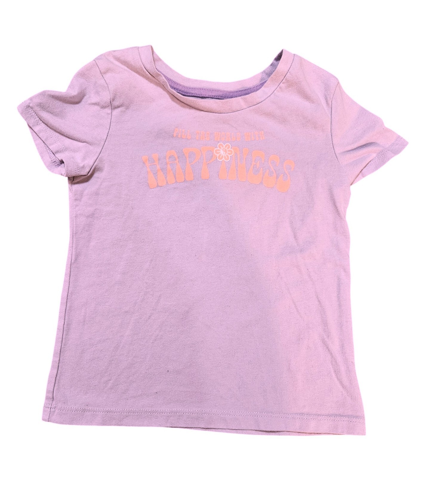 Girl's Purple 365 Kids S/S "Fill the World With Happiness" T-Shirt - Size XS 4
