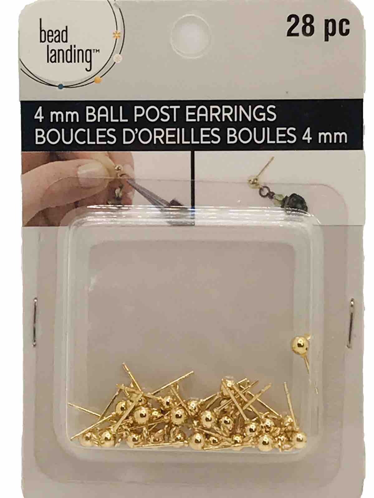 Bead Landing 4mm Ball Post Earrings 28 Pc