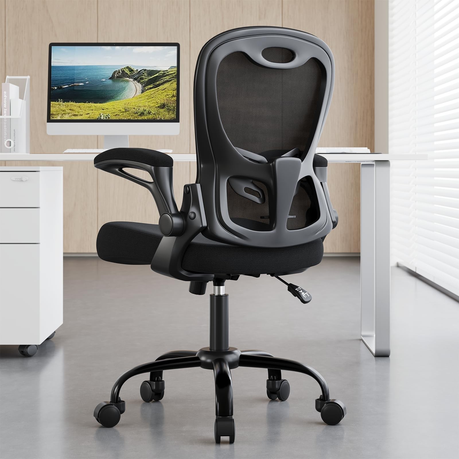 Office Chair 330 lbs Capacity, Ergonomic Breathable Mesh Desk Chair with Lumb...