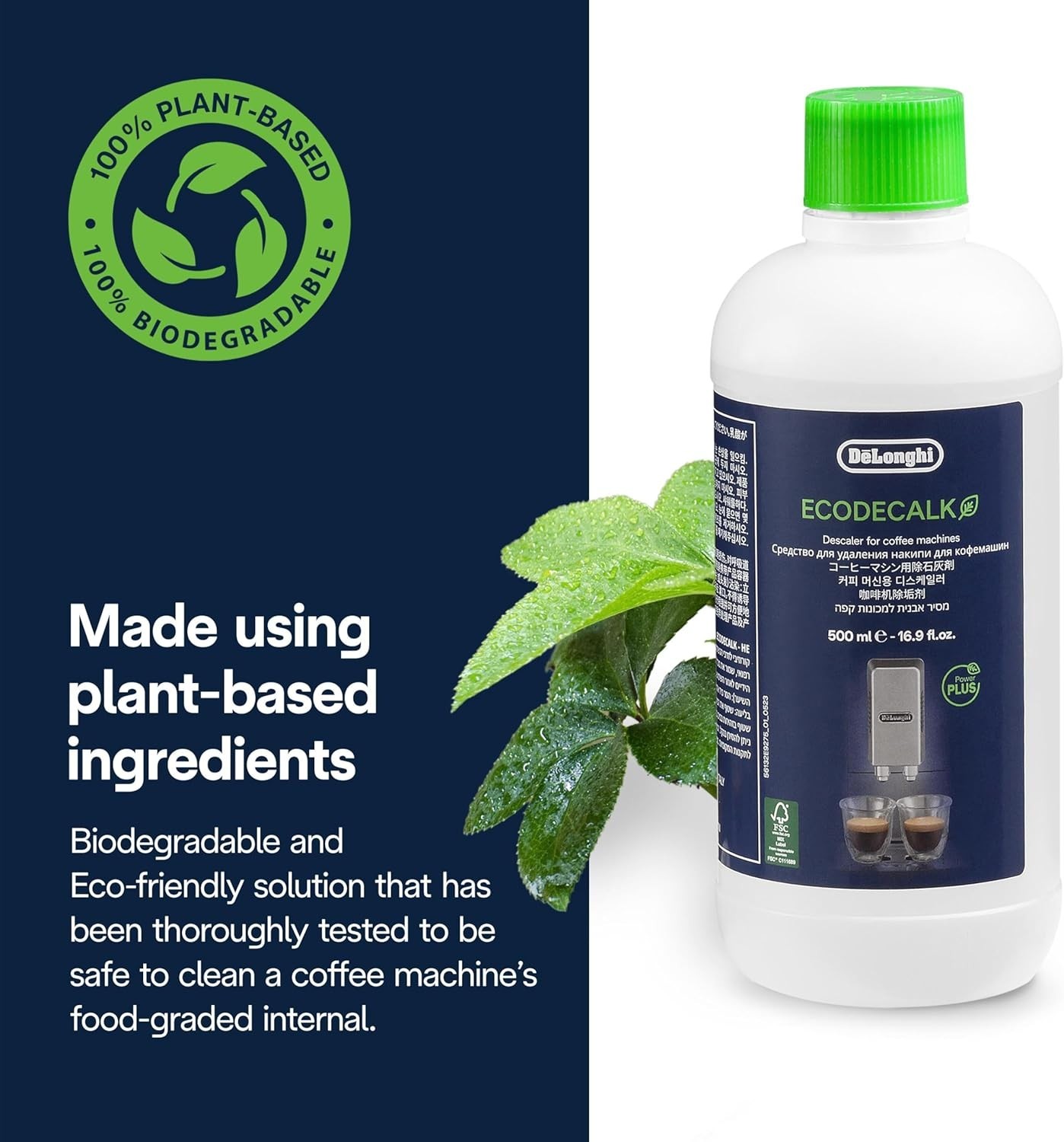 NEW DeLonghi EcoDeCalk Natural Descaler for Coffee Machines 16.90 oz SHIPS FREE