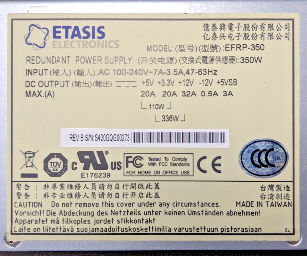 Etasis Electronics EFRP-350 350W Power Supply Module