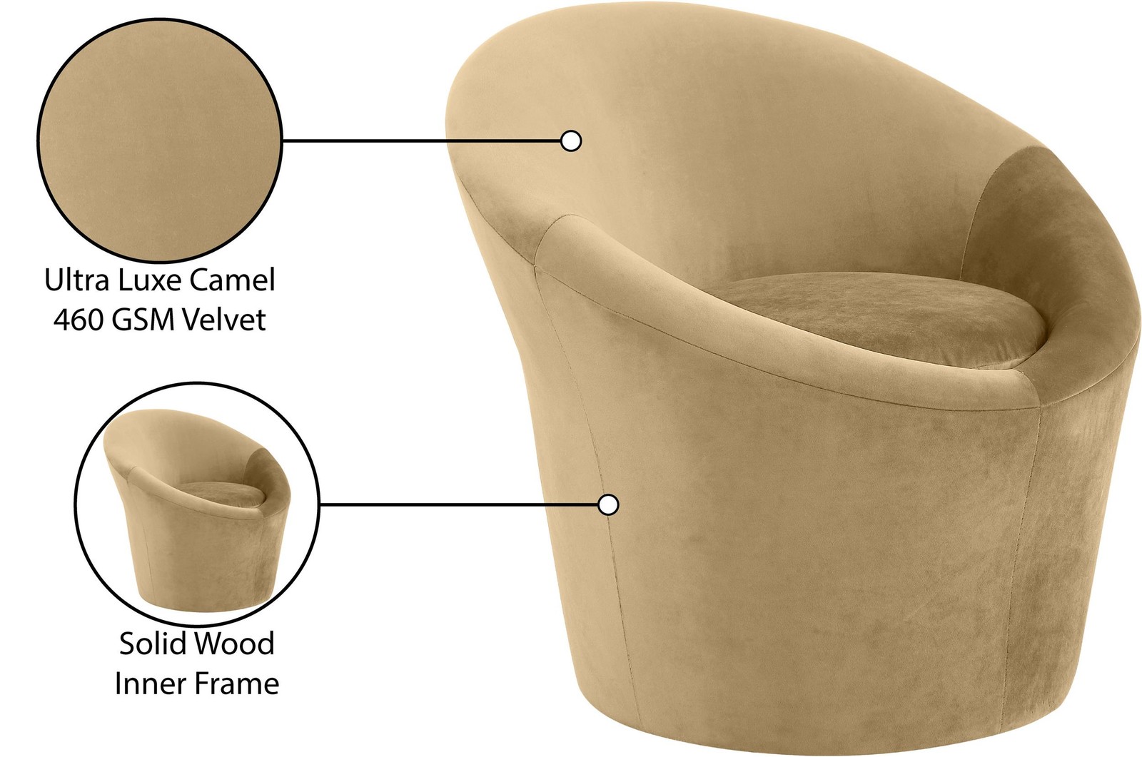 Meridian Furniture Tristan Camel Velvet Accent Chair