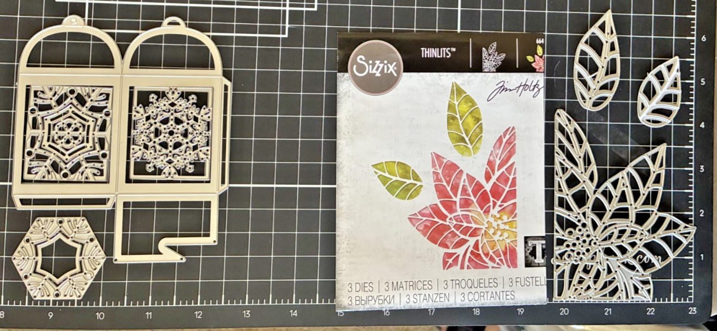 SIZZIX Thinlits Tim Holtz POINSETTIA PIECES or SNOWFLAKE FAVOR BOX Cutting Dies