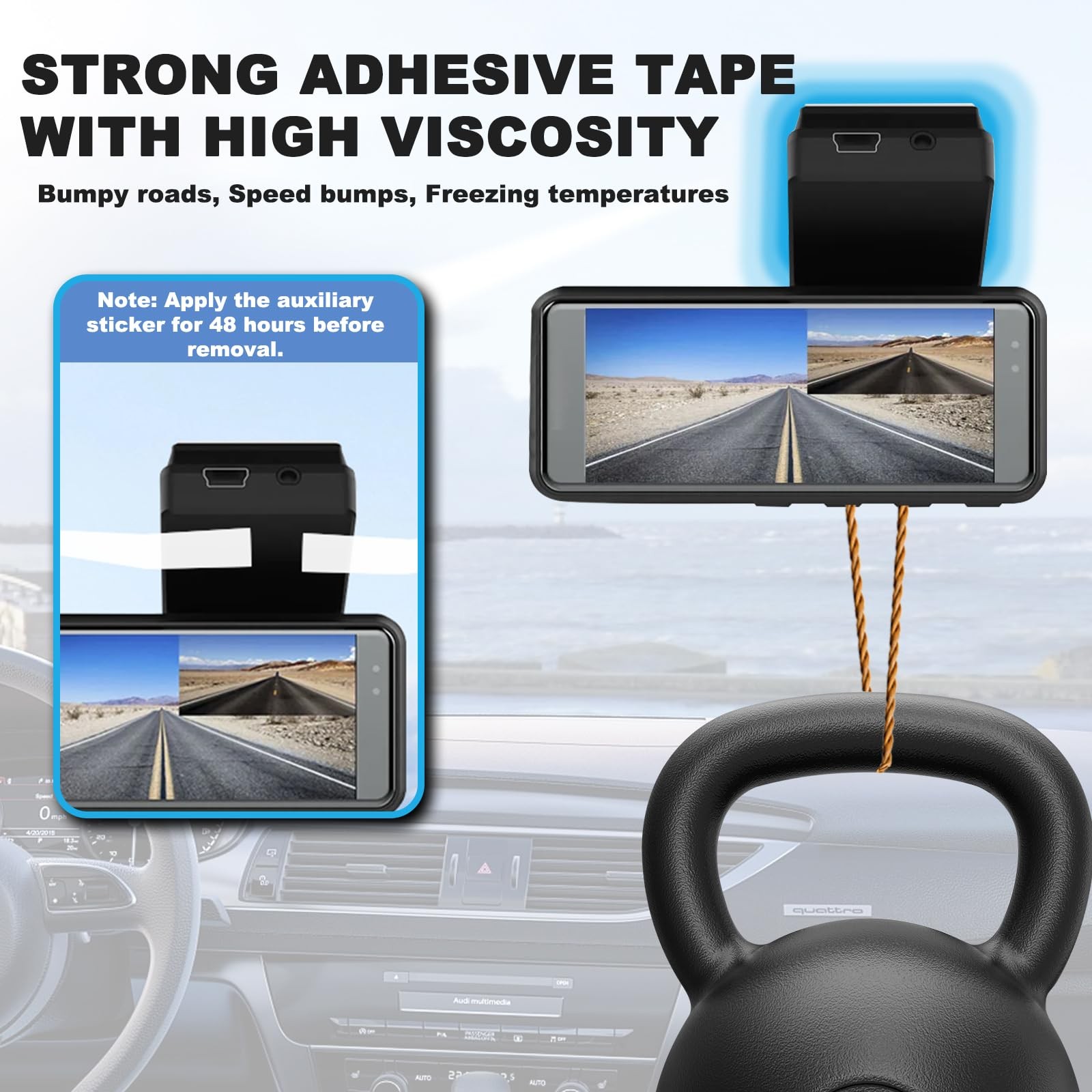 ILKCC Very High Bond Sticky Adhesive Pad for Dash Cam Windshield, 4Pcs Red