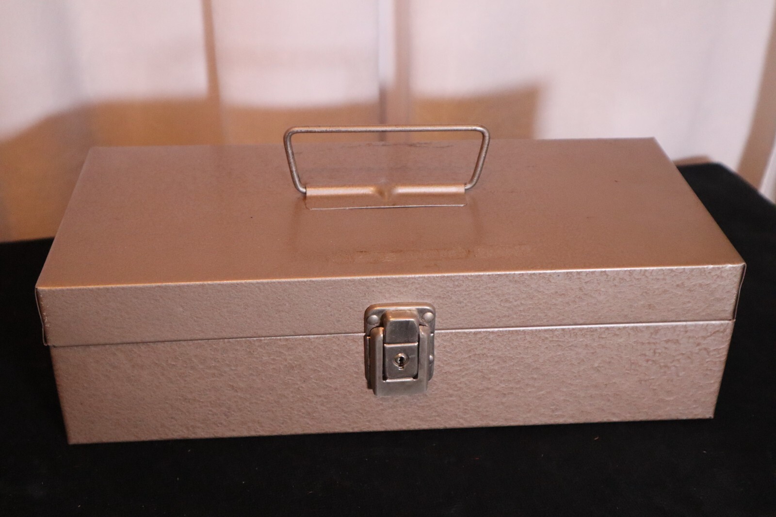Vtg Metal Lock Box with no Key. 12x5.5x3.5"  Brown